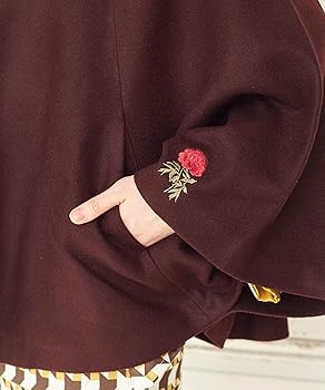 Amazon | [ふりふ] 刺繍スタンドカラ―ケープレディース